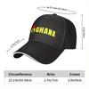 1Pc Unisex Baseball Cap, New Style Breathable Black Snapback Hat With Ghana Print For Outdoor Camping, Travel, Running, Yoga, An