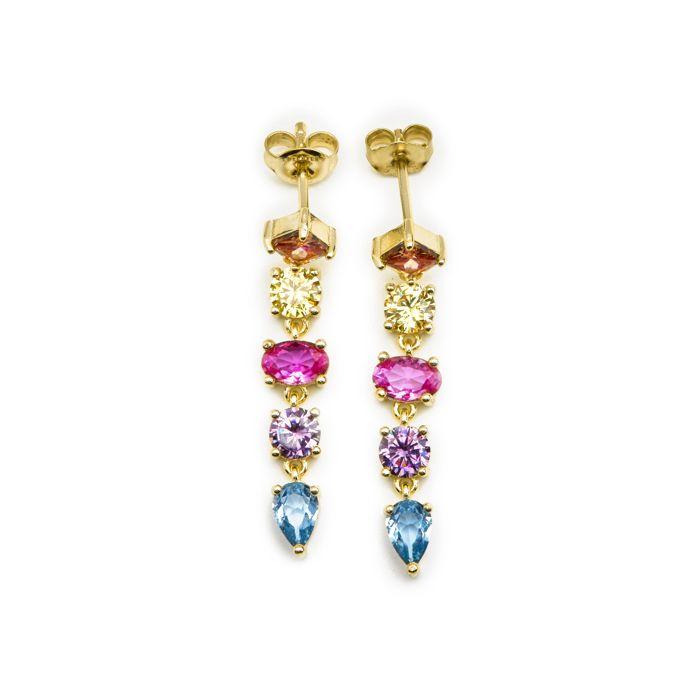 Boucles d'oreilles Luxenter en argent 925 et zircon multicolore finition or 18k - Tamek