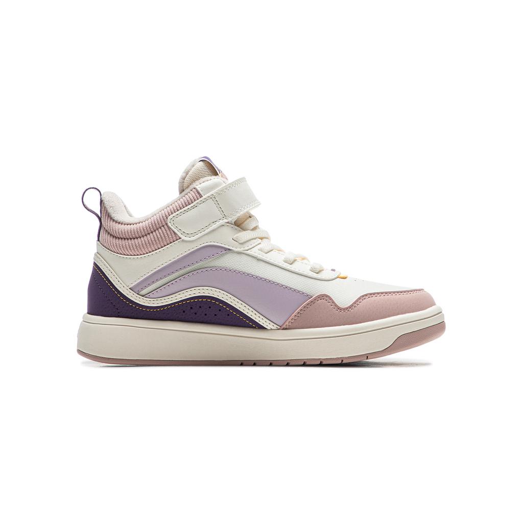 Li Ning Kids Sports Lifestyle Series Comfortable Trendy Non-Slip Shock Absorbing Warm High-Top Casual Shoes Kids sneaker Light-Pink YKCU216-4