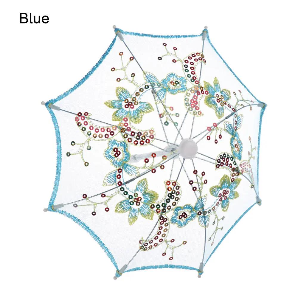New Lace Embroidered Sunshade Umbrella Rain Gear For Handmade Doll Accessories Kids Birthday Gift
