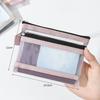Small Mesh Double Layer Coin Bags Bus Id Credit Card Storage Bag Money Wallet Purse Earphone Cable Line Organizer Pouch