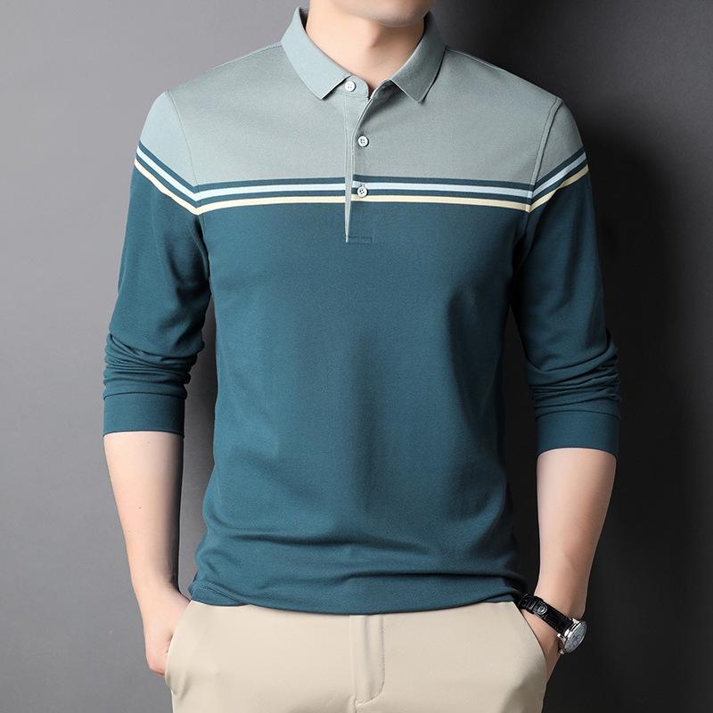 Long-sleeved T-shirt Men's Trendy New Lapel Casual Top Spring Fashion Personalized POLO Shirt for Young and Middle-aged Men