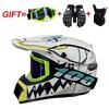Full Face Motorcycle Helmet With Included Goggles Cover Gloves - All Season ABS Safety Gear Off-Road MTB ATV Riding