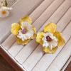 Korean Style Exaggerated Ear Pendant Iron Cloth Floral Ear Studs Colorful Flower Earrings  Daily