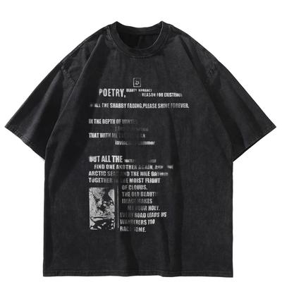 Streetwear Písmena Grafické Černé Tričko Bavlna Unisex Topy Trička Letní Krátký Rukáv Tričko