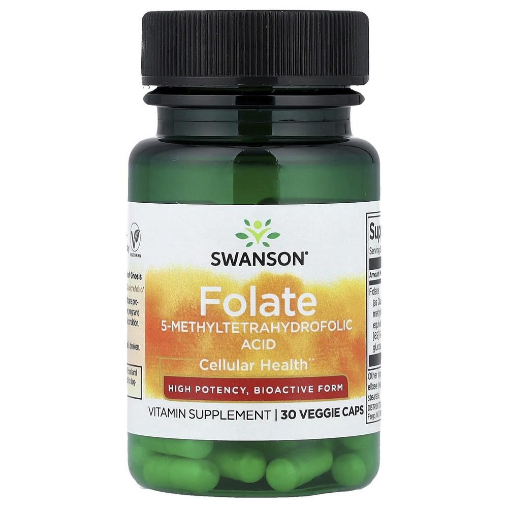 Swanson Folate 5-Methyltetrahydro Folic Acid 800 Mcg 30 Veg Capsules 6 Pcs 30 Tablets