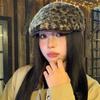 Velvet Leopard Print Forward Hat for Women In Autumn and Winter Versatile Personality Beret Windproof and Warm Baseball Cap