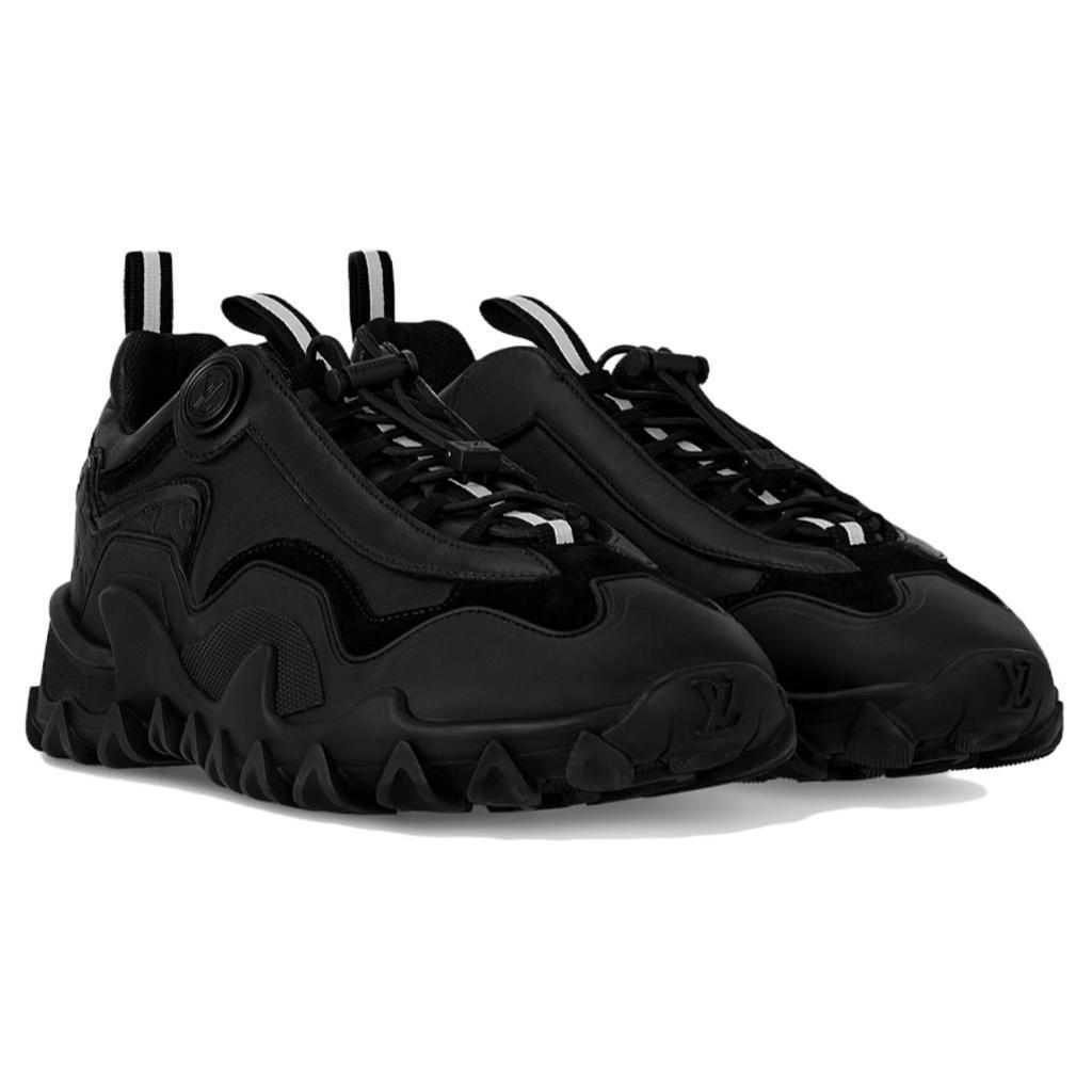 LOUIS VUITTON RUSH Leather Abrasion Resistant Low top Casual Shoes Women's Black 1ACMU8