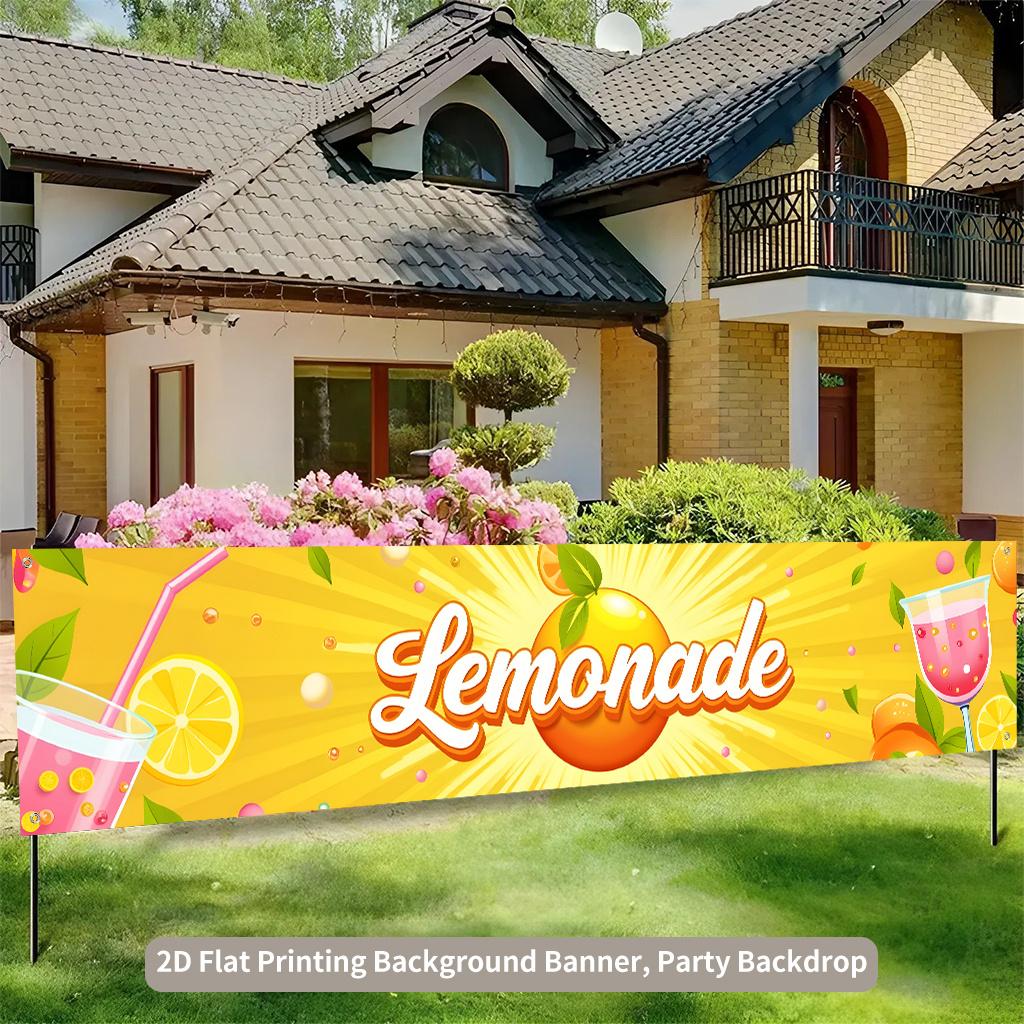 Lemon Drink Refreshing Summer Yard Party Backdrop Banner