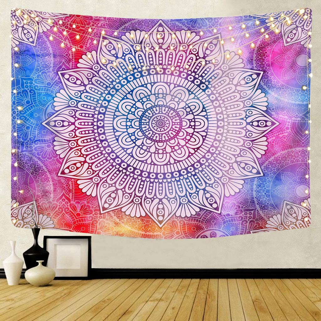 Large Mandala Pattern Indian Tapestry Wall Hanging Decoration Bohemian Beach Towel Polyester Thin Blanket Yoga Shawl Travel  Mat