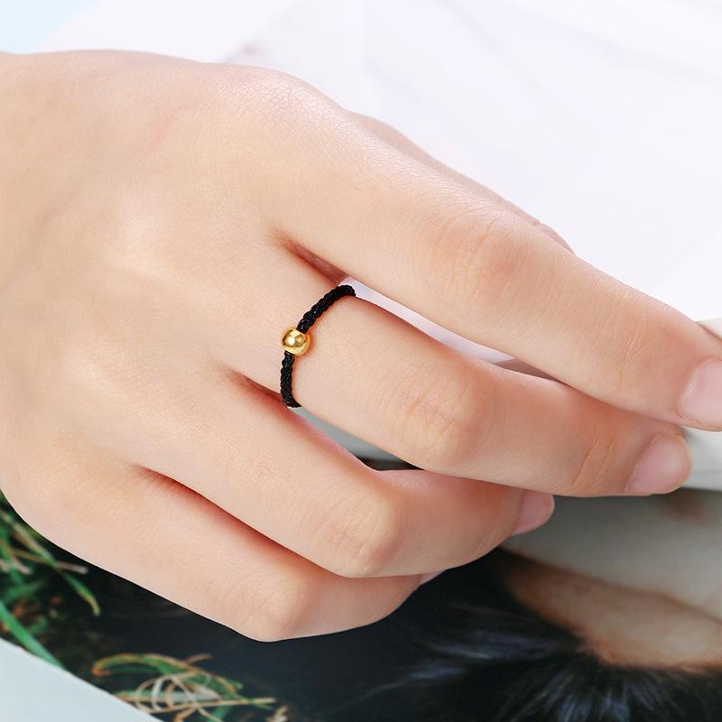 Glücksbringer, schwarz, rot, Seil, geflochten, Paarring für Damen und Herren, goldfarben, Liebhaber, Hochzeit, Transferperlen, Ring, Jahrestagsgeschenk