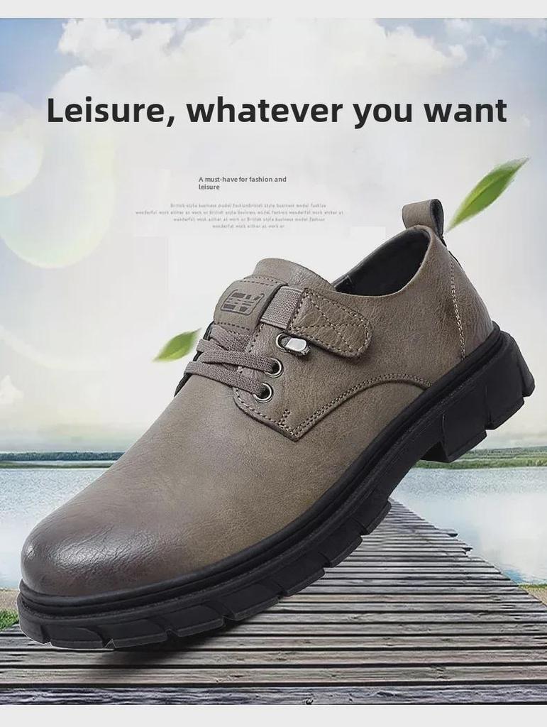 Men's Leather Slip-On Work and Casual Shoes with Toe Protection