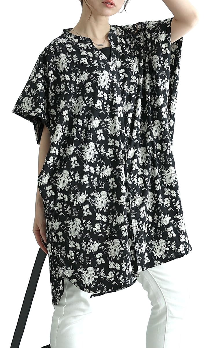 

Gold Japan Plus Size Tunic Short Floral Dolman Skipper Spring Sizes Black Women s Blouse/Shirt, Sleeve, Print, Print, Top, Long, Patterned, Outfit, чёрный