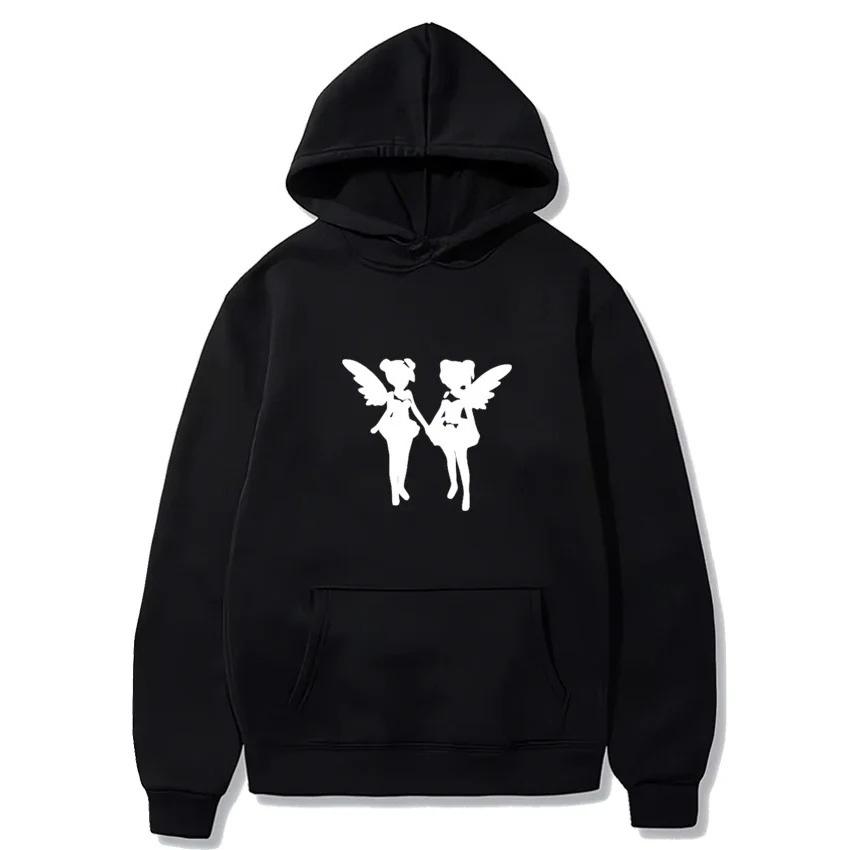 Silhouette of A Girl with Wings Printed Sweatshirt Hip Hop Pullovers Women Autumn Winter Vintage Fleece Long Sleeve Hoodies