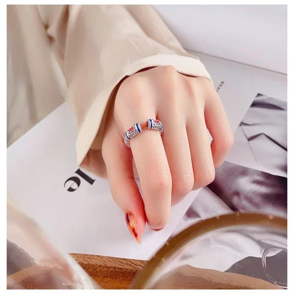 

Кольцо с цветочной гравировкой в этническом старинном стиле, сутра в форме сердца, серебряный цвет, открытые кольца, подарок античный серебряного