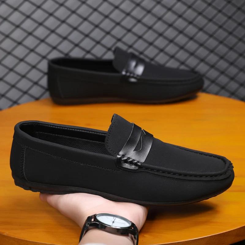 Fashion Summer Men Casual Shoes Leather Moccasins Breathable Slip on Italian Boat Shoes Luxury Brand Mens Driving Loafers Size 39-46
