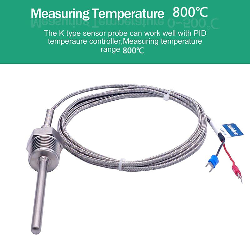 800°C Degree High Temperature Sensor Thread NPT 1/2 Stainless Steel Probe K Type PT100 Thermocouple Tube Temperature Controller