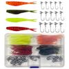 Worm 55-piece Set Ajing Mebaring Saltwater Lure 6cm 5g Jig Head Beginner Fishing Light Game Twin Tail Storage Case.