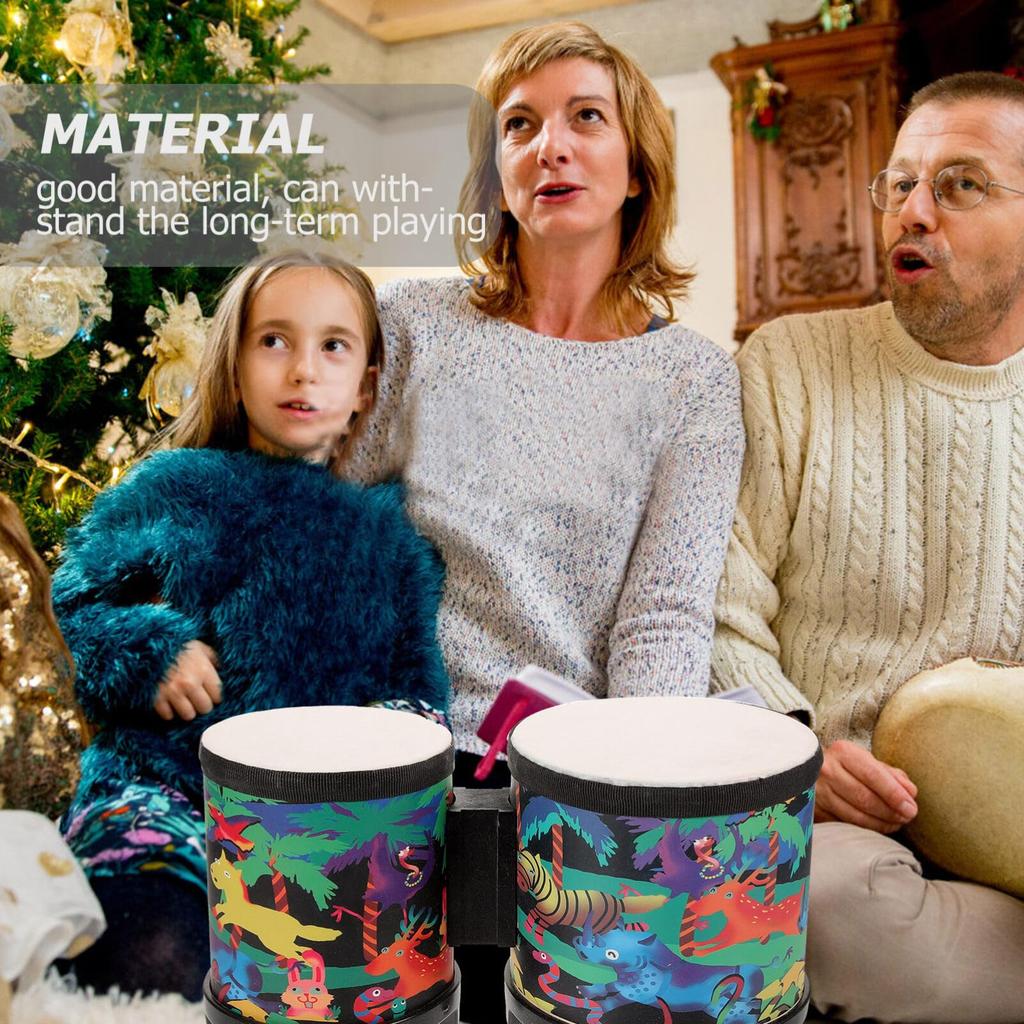 NUOBESTY 1 Set Bongo Drums for Beginners, Drum Mallets, Rhythm Percussion, Musical Instrument, Special Gift for Christmas or Birthday