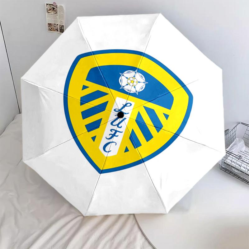 1 PC Automatic Folding Umbrella - Leeds Football Club Pattern Portable Foldable Design With 8 Ribs Christmas Birthday Gifts