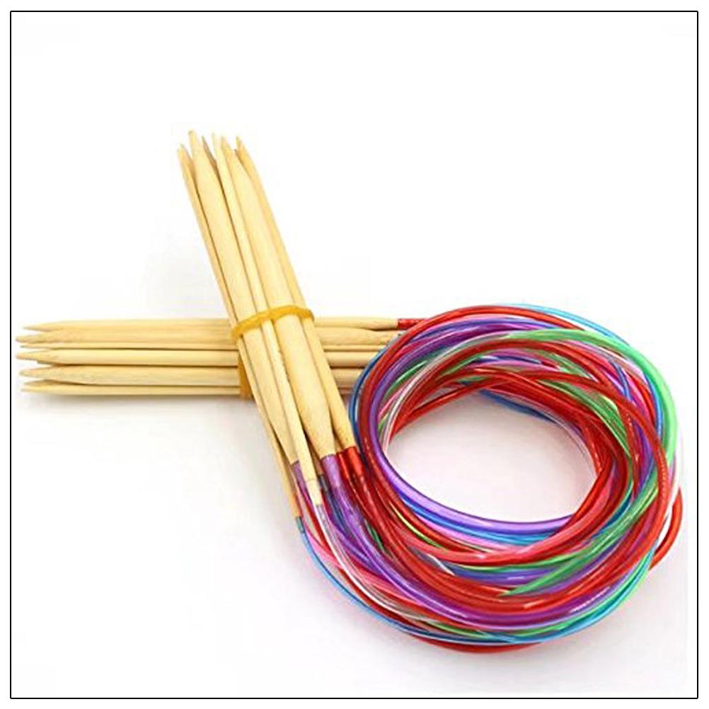 18 Size Circular Knitting Needles 100cm Crochet Hooks Set Tube Bamboo Knitting Needles Craft Circular Sewing Tools