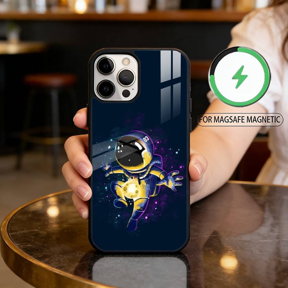 Cartoon Astronaut Cute Phone Case For iPhone17,16,15,14,13,12,11 Plus,Pro Max Magnetic For Magsafe Wireless Charging