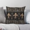 Black Gold FleurDeLis Pillowcase Polyester Linen Velvet Pattern Zip Decor Throw Pillow Case Sofa Seater