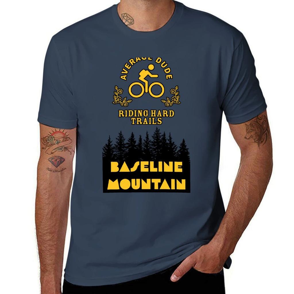 Average Dude Riding Hard Trails - Baseline Mountain - Flegrei Font T-shirt Cotton T Shirt Man T-shirt