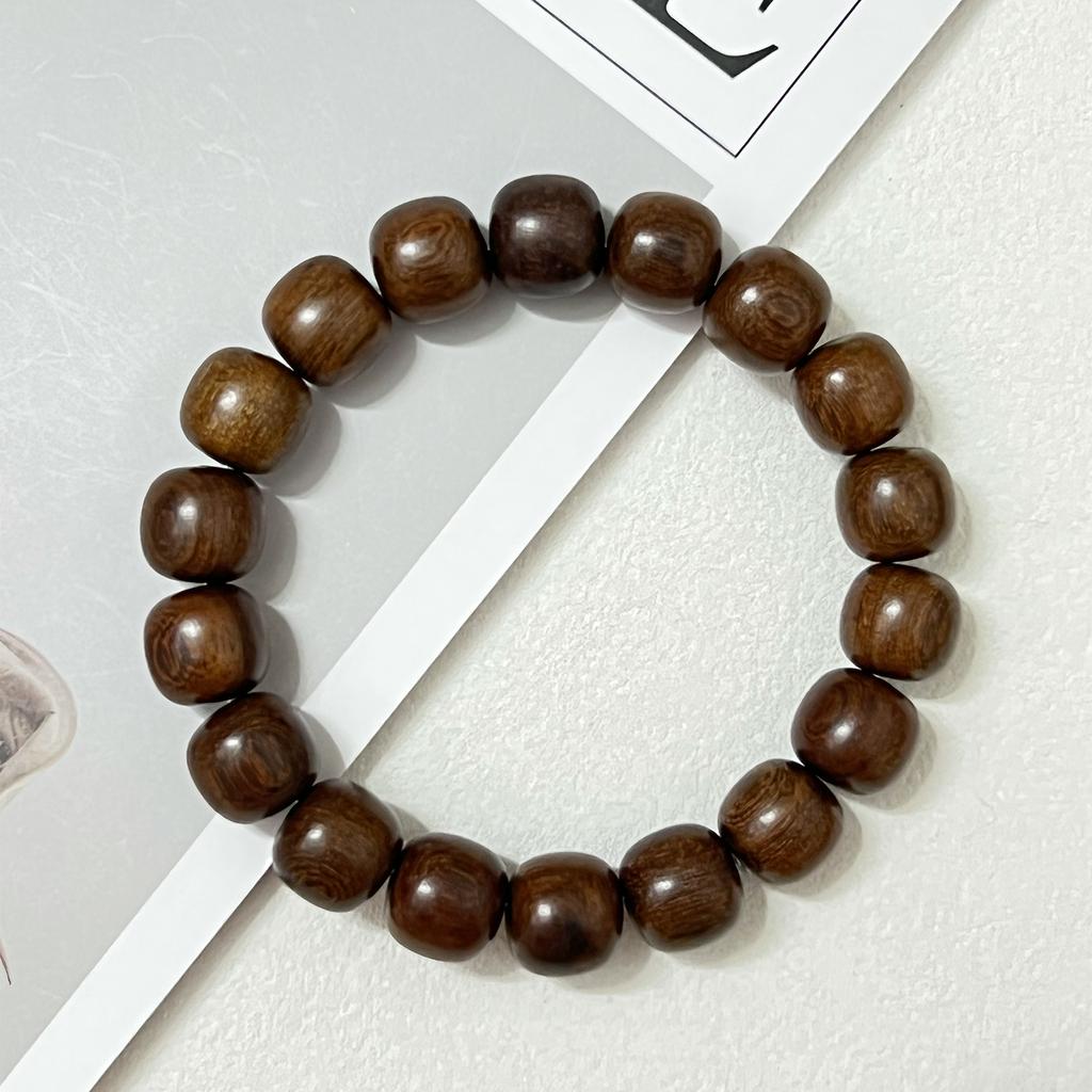 Men's Handmade Wooden Beaded Bracelet Natural Elastic Bangle DIY Beading Charms Christmas Jewelry Gift