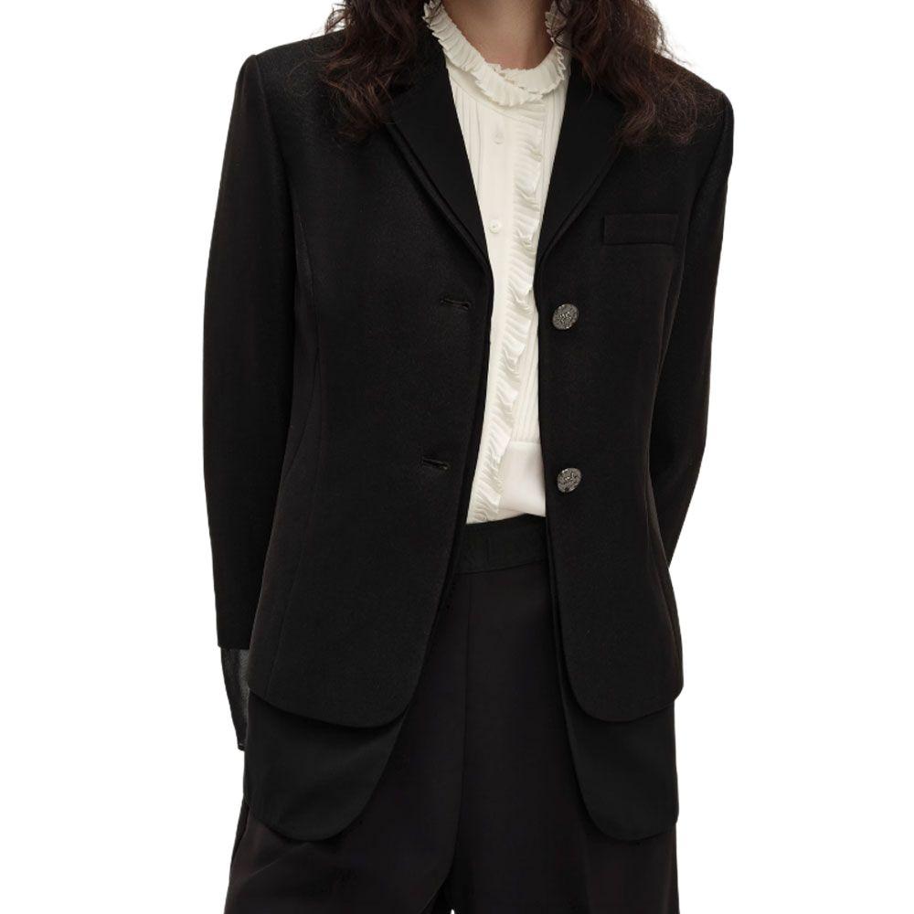 Karl Lagerfeld Chic Business Casual Solid Color Slim Fit Single Breasted Lantern Sleeve Blazer Women blazers Black 241L1436