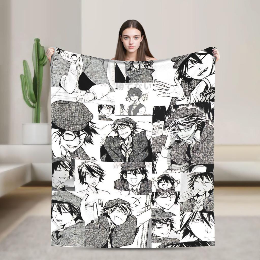 Anime Bungo Stray Dogs Blanket Coral Fleece Plush Print Multi-function Warm Throw Blankets for Sofa Bedroom Bedspreads