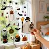 Decorative Window Film 6 Sheets Halloween Clings, Spooky Ghost Pumpkin Bat Removable Wall Decal Sticker, Reusable Static Glass Decals for Holiday