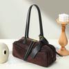 Head Layer Cowhide Bowling Bag, High-end Leather Shoulder Bag, Large Capacity Versatile Commuting Armpit Handbag for Women