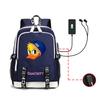 Internet celebrity blogger Quackity backpack male and female anime USB large capacity charging backpack outdoor printed logo