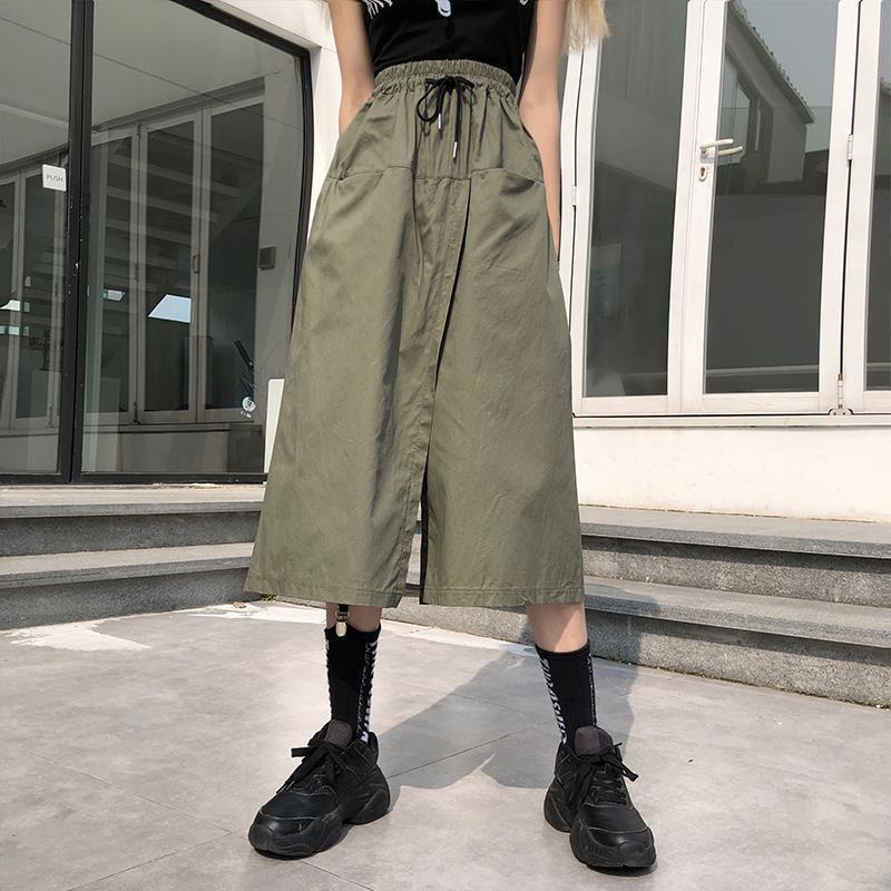 Frühling/Sommer 2020 Ulzzang High Waist Weit Bein Cropped Rockhose für Damen