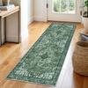 Green Non-Slip Washable Kitchen Runner, Vintage Boho Runners Printed Rug with Non-Shedding, Soft Medallion Floor Carpet for