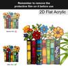 Acrylic Books with Colorful Flowers Suncatcher, Stained Glass Effect Window Hanging Ornament for Book Lovers & Art Themed Gifts