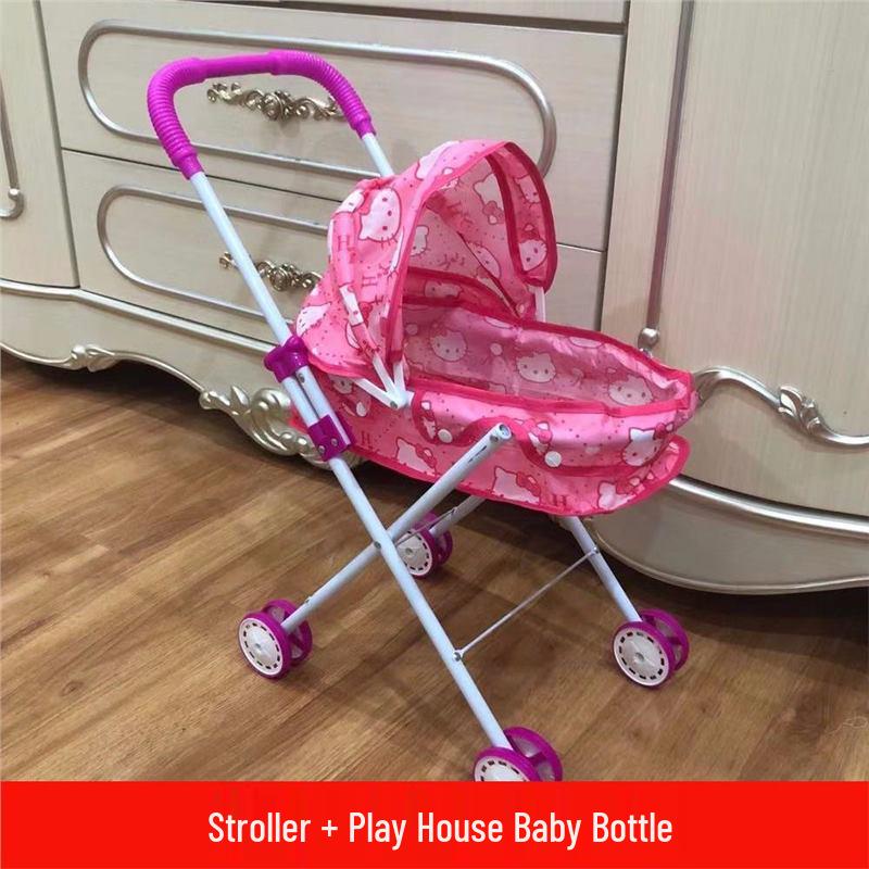 

Коляска для куклы для девочки со светом и звуком - Игрушка для ролевых игр, подарок на день рождения Standard