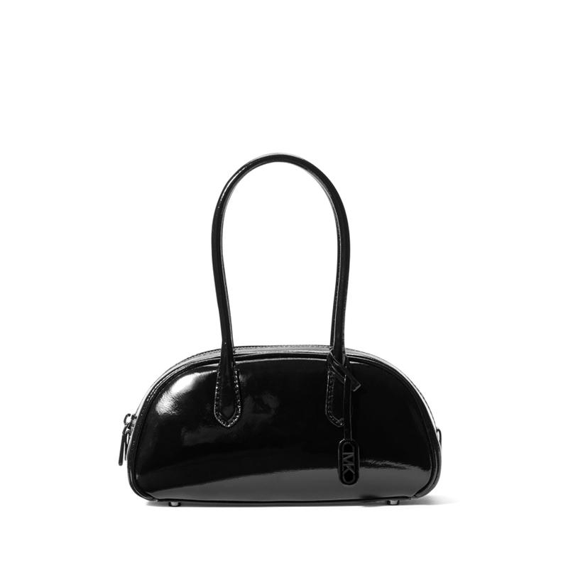 Michael Kors Lulu Zip Closure Leather Shoulder Tote Bag Small Women handbags Black 30F4U1US5L-BLACK Basic Set (Bag+Dust Bag)