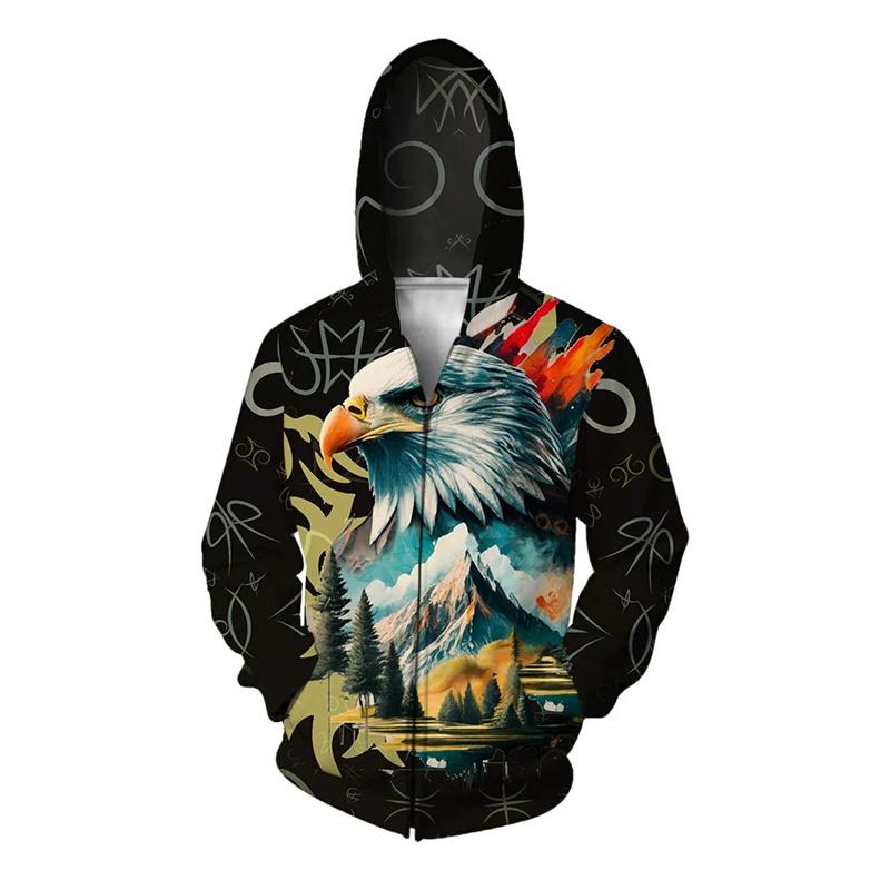 Butterfly Eagle Wolf Hoodie For Men Animal Demon Graphic Sweatshirt Leisure Loose Zipper Pullover Comfortable Hoodies