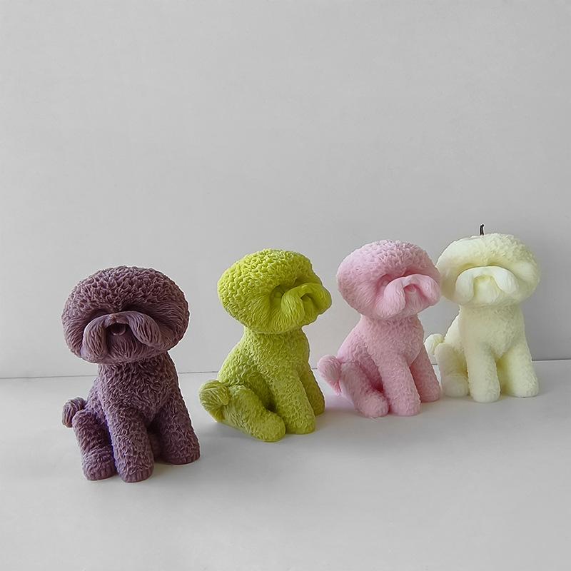 DIY Teddy Pet Dog Silicone Mold Handmade Aroma Candle Plaster Resin Puppy Ornament Molds Soy Wax Candle Making Supplies