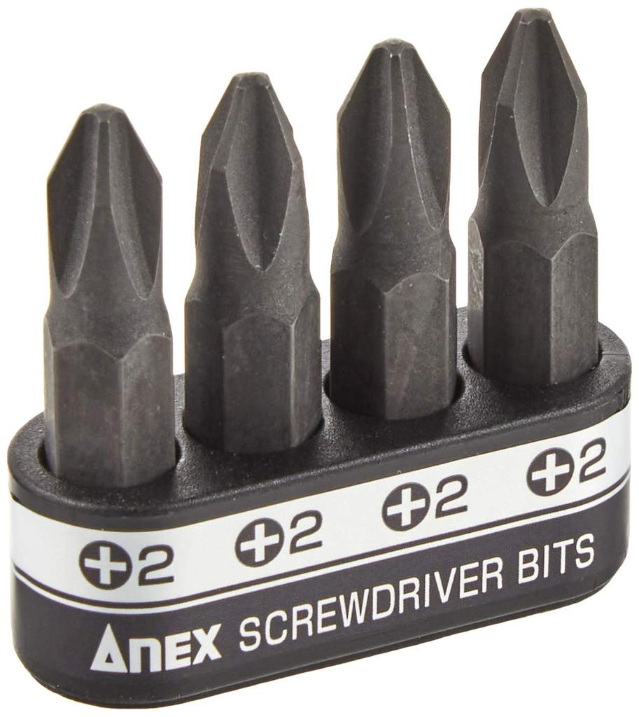 ANEX Interchangeable Bits for Manual Set of Screwdrivers, Short, +2x30, 4, AK-50P-B4P