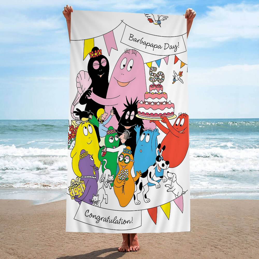 Cartoon B-Barbapapa Anime Beach Swimming Towel Soft Absorbent Washcloth Children's Gifts For Kids Travel Camping Gym