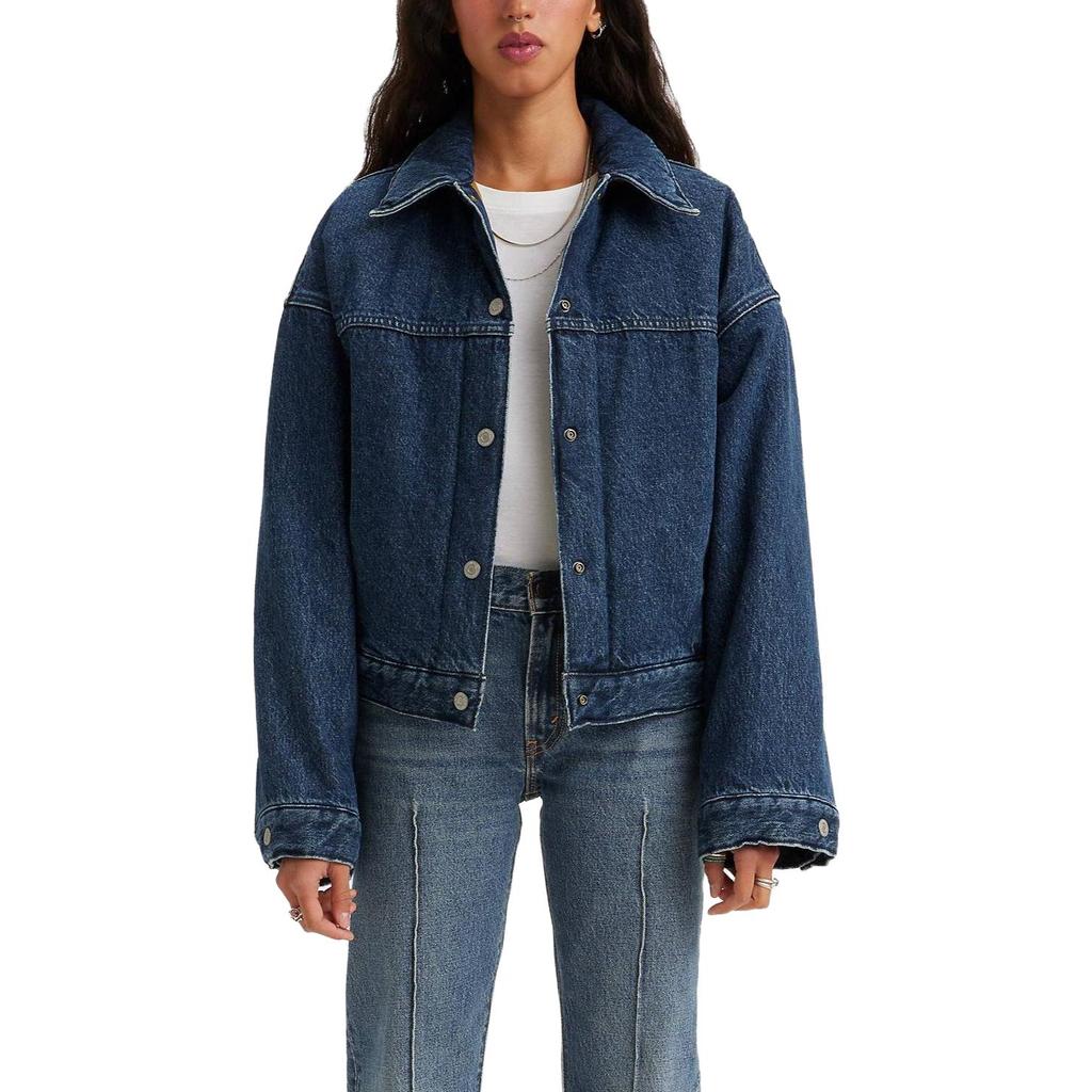 Levis Wendbare Bubble Trucker Jacke Einreihig Langärmlig Jeansmantel Damenjacken Blau A5997-0000