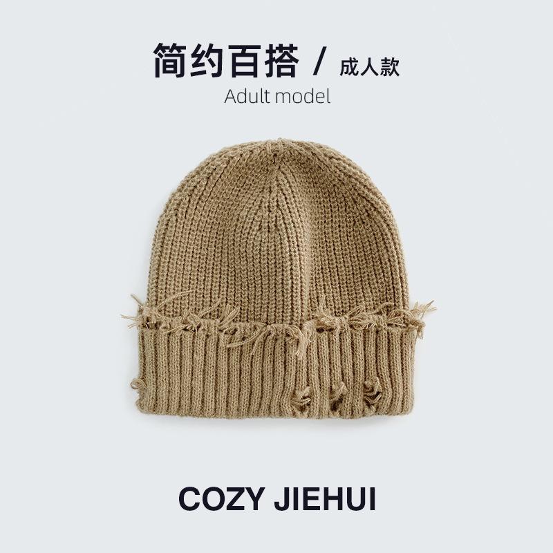 Simple Autumn and Winter Hat Big Head Circumference Knitted Wool Hat Loose Ins Face Small Twist Thickened Winter Warm Hat