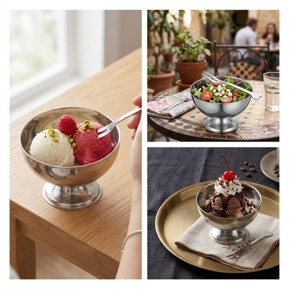 High Foot Goblet Rustless Steel Pudding Cup Practical Fruit Plate  Cafe Use S