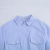 French High-end Blue Striped Shirt Dress Women's New Strap Waist Thin Long-sleeved Shirt Skirt
