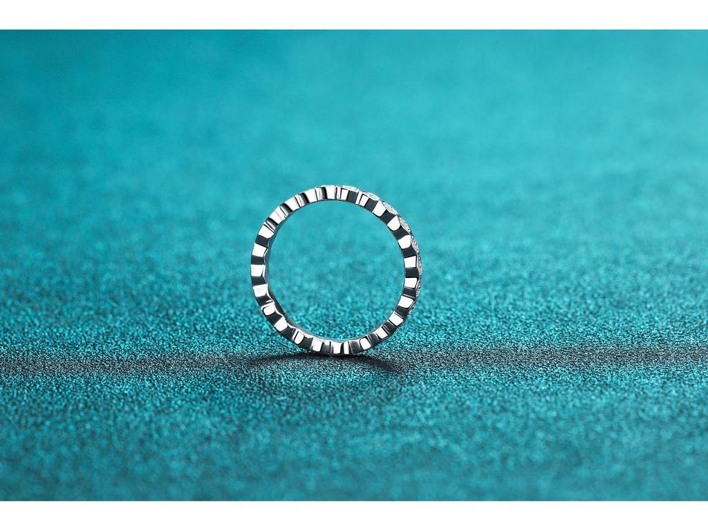 Women's S925 Sterling Silver Plated PT950 Moissanite Wedding Ring - Half or Full Diamond Simulation Tail Design