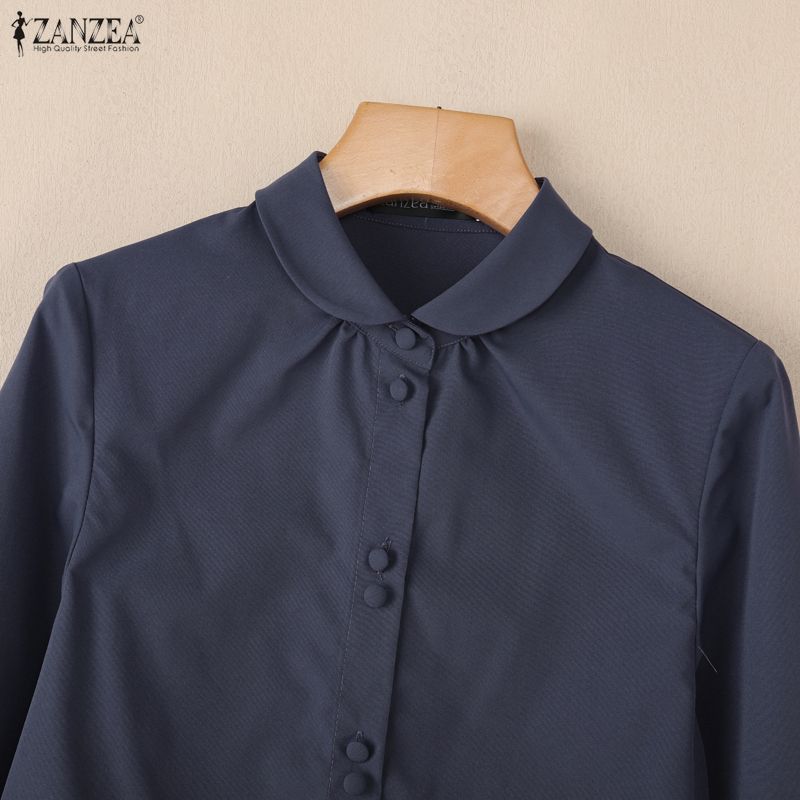 ZANZEA Women Solid Color Loose Casual Long Sleeve Blouse