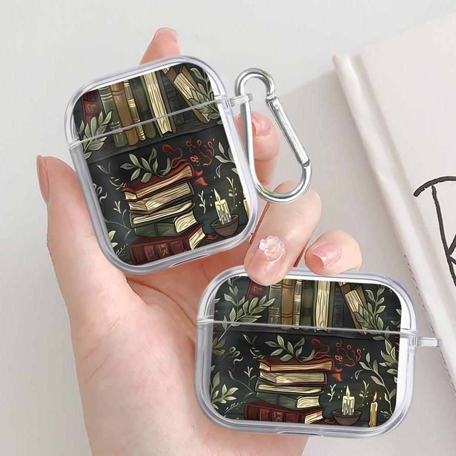 Cartoon Book Pattern Clear Earphone Cases Cover Case For Airpods 1 2 4 Pro Pro2 Pro3 3